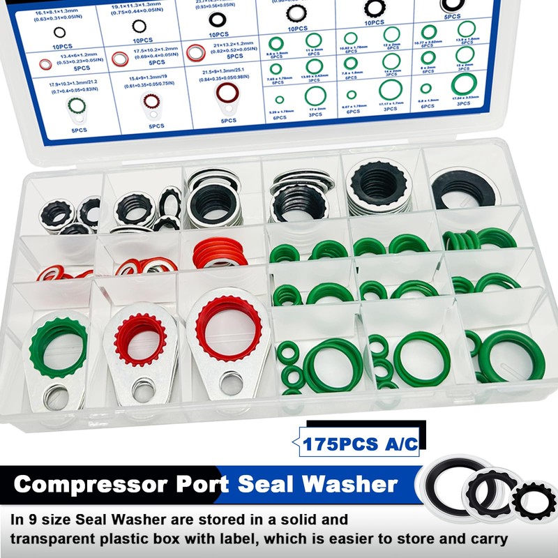 Daptemn 175 PCS A/C Compressor System Seal Washers Kit, 12