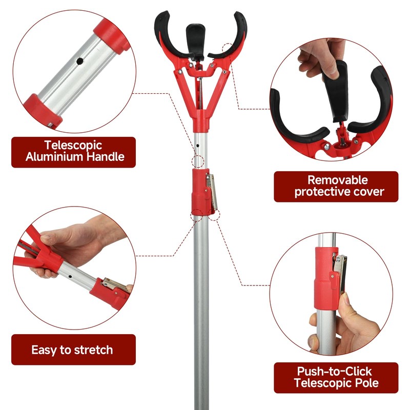 tonchean Fruit Picker, Adjustable 51-91'' Fruit Picker Pole Tool with