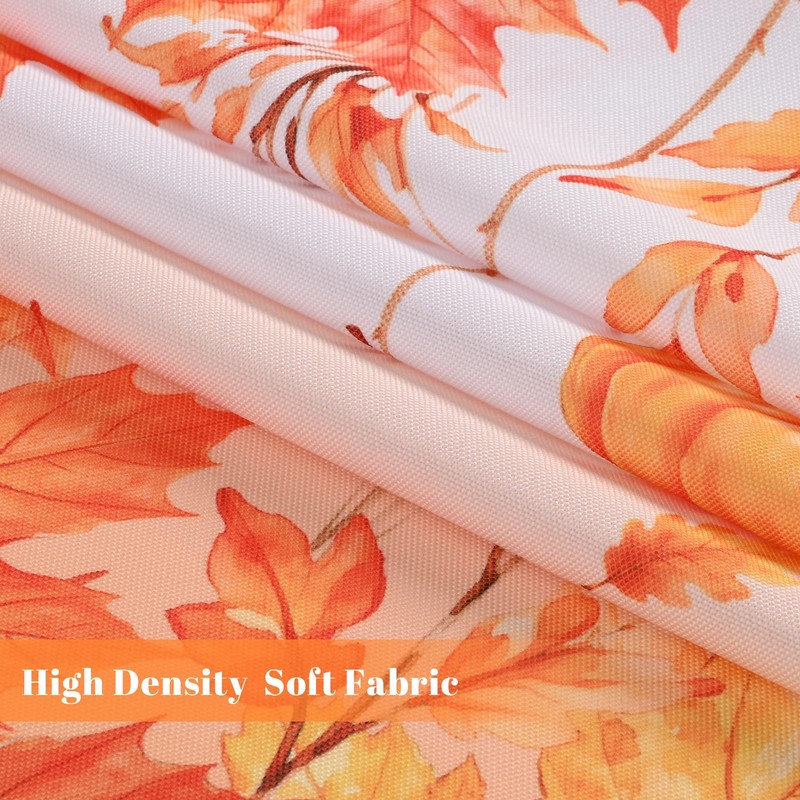 Fall Swag Curtains Maple Leaf Valances for Windows, Thanksgiving Pumpkin