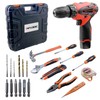 33 Picce Orange Tool Kit with 12V Cordless Drill, Tool
