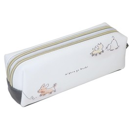 [Pen Pouch] Twin Zipper Pen Case, White, Casual