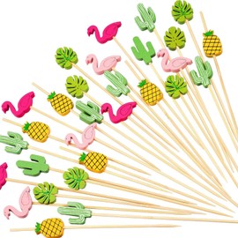 luckaide Pack of 100 Cocktail Sticks, Heart Cocktail Skewers, Cocktail Skewers, Wooden Skewers, Finger Food, Handmade Cocktail Picks for Birthday, Wedding, Valentine's Day, Christmas