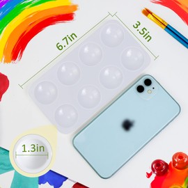 3 pcs Rectangular Paint Tray Palettes for Kids，Plastic Paint Pallet with 8 Wells Rectangular Watercolor Paint Palettes for Students, Adult,Painting Party, DIY Craft and Art Painting