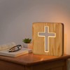 CooPark Cross Wooden Lamp, Christian Blessed LED Table Night Light,