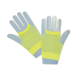 Vibrant Neon Yellow Short Fishnet Gloves (1 Pair) - Perfect Accessory for Parties, Festivals, World Book Day, Raves, & Fashionistas