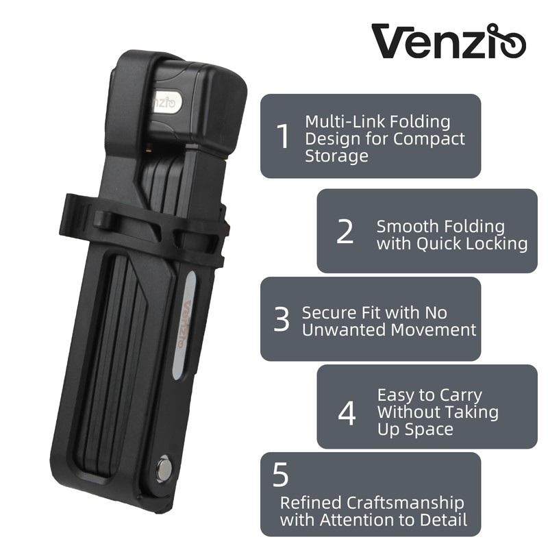 Folding Bike Lock, 7mm Heavy Duty Anti-Theft Key Lock, 85cm/33.5in