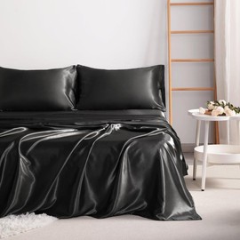 NTBAY 4-Piece Silky Satin Bedding Sets, Super Cool, Breathable and Soft, Frictionless Skin-friendly and Anti-acne, Luxury And Silky With Natural Sheen, Black Friday, Christmas Gift - Color: Red, Bedding Size: XL-Twin