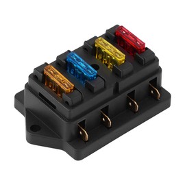 Soporte de Bloque de Caja de Fusibles de Cuchilla Estándar de Circuito de 4 Vías para Automóvil con Fusible de 5 A + 10 A + 15 A + 20 A Kit de Seguridad Eléctrica Automotriz para