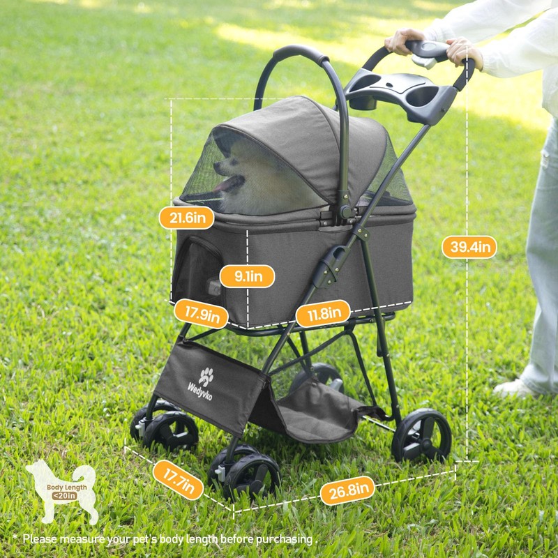 Pet Stroller, 4 Wheels Pet Strolling Cart for Medium/Small Dogs