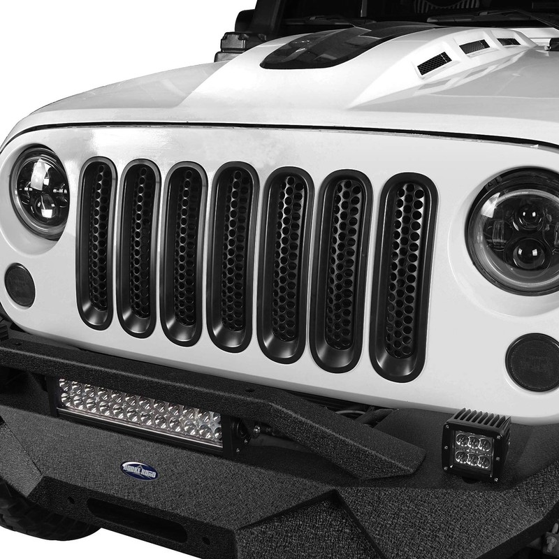 Hooke Road for Jeep Wrangler JK Grill Inserts, Matte Black