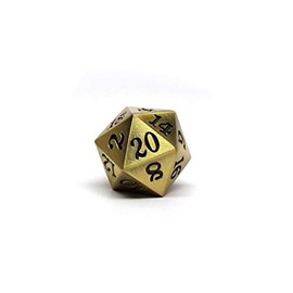 Metal D20 Single Dice - Legendary Metal Design with Signature Font (Legendary Bronze)