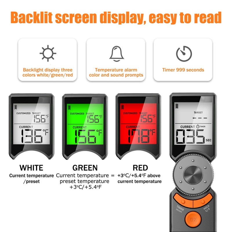 OBEST Kitchen Thermometer, Smart BBQ Thermometer, High Temperature Warning with