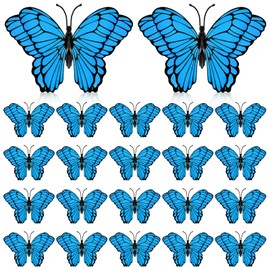 Wettarn 20 Pcs Butterfly Centerpieces for Tables Butterfly Party Decorations 3D Golden Table Toppers Centerpiece for Girl Party Birthday Baby Shower(10 x 7 In,Dark Blue)