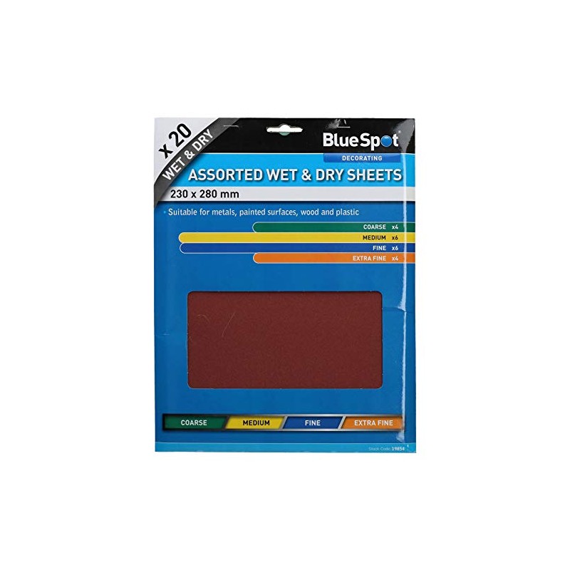 20pc Assorted Wet And Dry Sandpaper Sheets For Metal Plastic