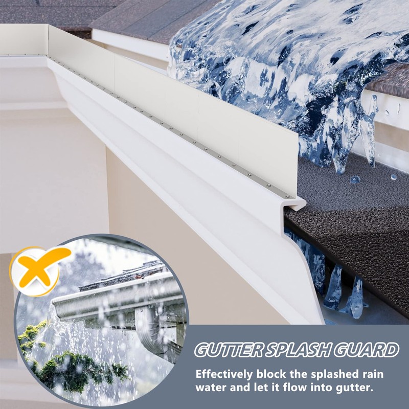 Flamorrow 4 Pack Aluminum Gutter Valley Splash Guards, Rainwater Roofing