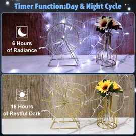 cshare String Lights Outdoor Waterproof 9.8ft 30 LED, Cool White Fairy Lights Battery Operated with Timer Clear Wire for Indoor & Outdoor Decorations Garland Party 2 Packs