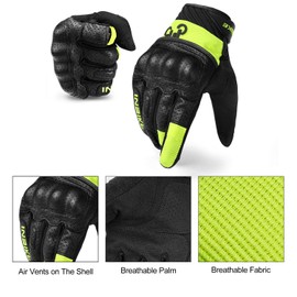INBIKE Motorcycle Gloves for Men and Women Touchscreen Breathable Full Finger Motorbike Gloves for BMX ATV MTB Riding, Green L