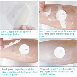 55 Packs Freestyle Libre 2 Sensor Covers, Latex-Free Hypoallergenic Waterproof Adhesive Patches for Libre 2 Sensor, CGM Covers Protection Transparent Tape 14 Days Long Stay NO Hole & Glue -GTAGKOMMEN