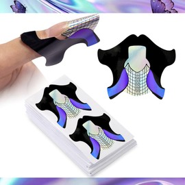 50pcs Nail Forms - Self-Adhesive, Reusable Extension Molds for Acrylic, Builder Gel Nails - NTF050