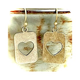 Bronze Cut-out Heart Charm Dangle Earrings Love Romance Valentine Jewelry Earrings for Women #3298FE61