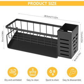 Küche Spülbecken Organizer Schwarz,Schwammhalter Küche Organizer,Spültuchhalterung,Selbstentleerender Aufbewahrungsbox Küchen Gadgets,Spülmittel Organizers für Badezimmer Kitchen Organizers Zubehör