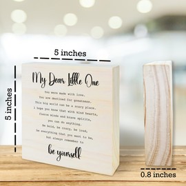 Heart-Warming Wooden Sign, My Dear Little One,Be Yourself Home Table Decor, Nursery Decoration, Gifts For Boy And Girl, Meaningful Gifts, Home Living Room Decorations And Accessories(5x5 In)-A15