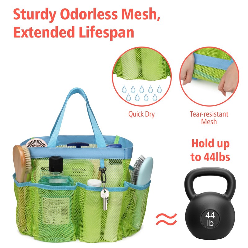 F-color Mesh Shower Caddy Portable, Upgrade Deeper 7 Pockets Shower