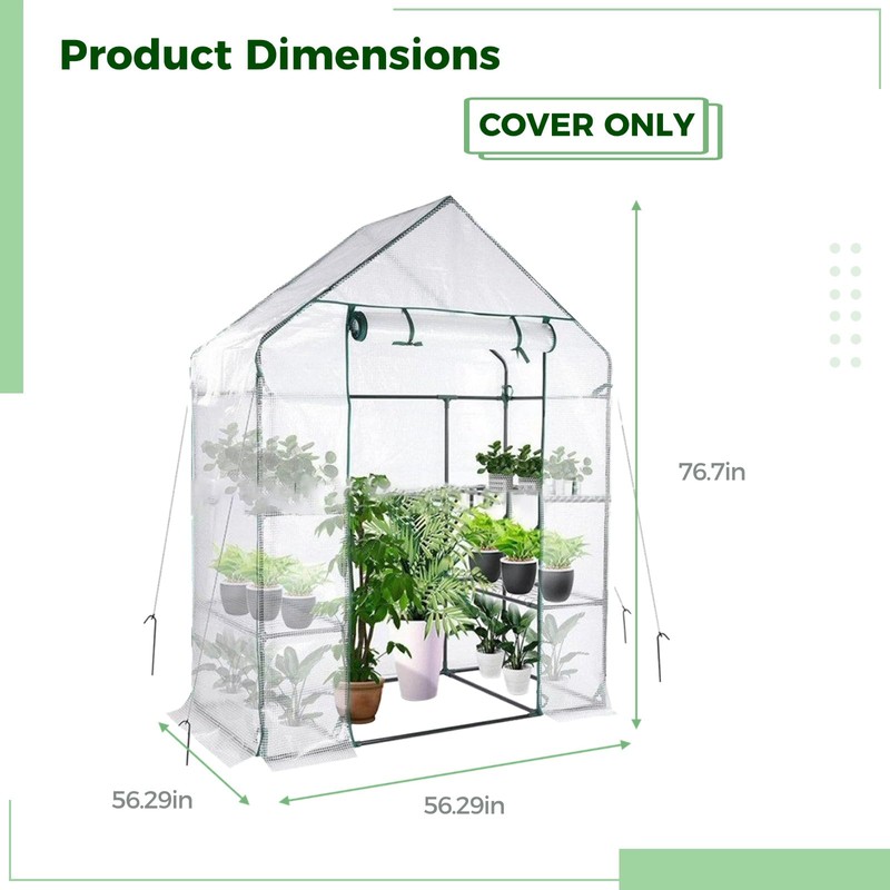 yeesport 56x56x76Inch PE Cover for Walk-in Greenhouse with Roll-Up Zip