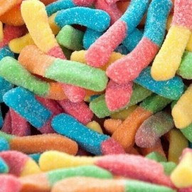 Sour Neon Gummy Worms Candy Bulk Gummi - ONE POUND BULK CANDY