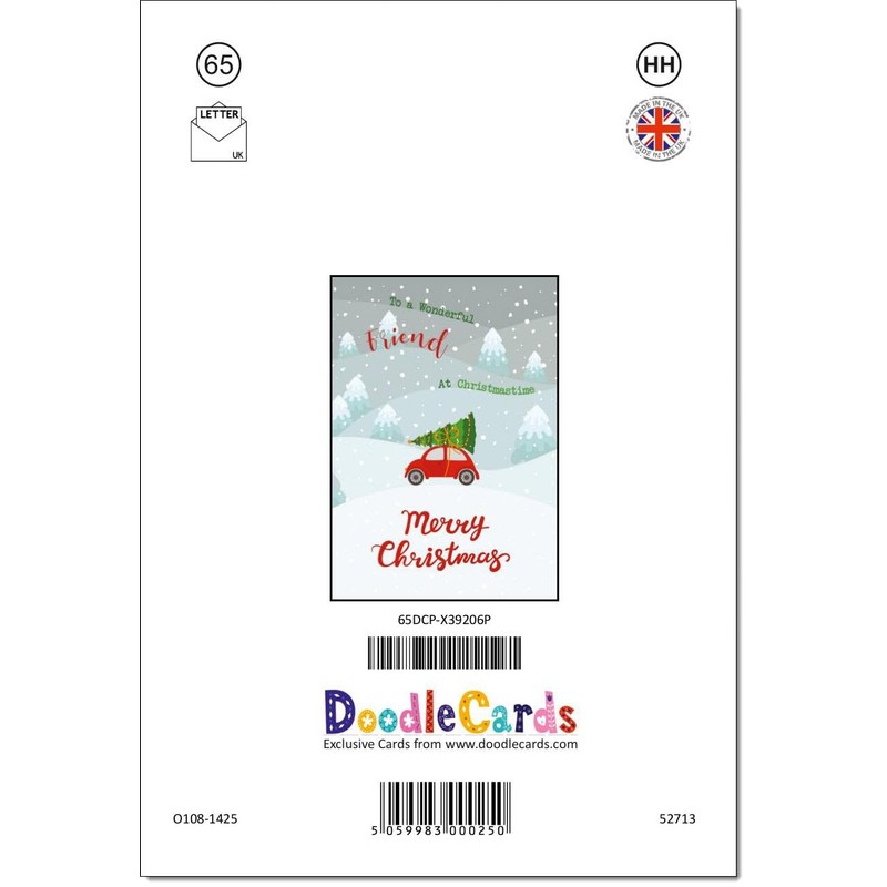 doodlecards Friend Christmas Card Christmas Tree on Car Medium Size