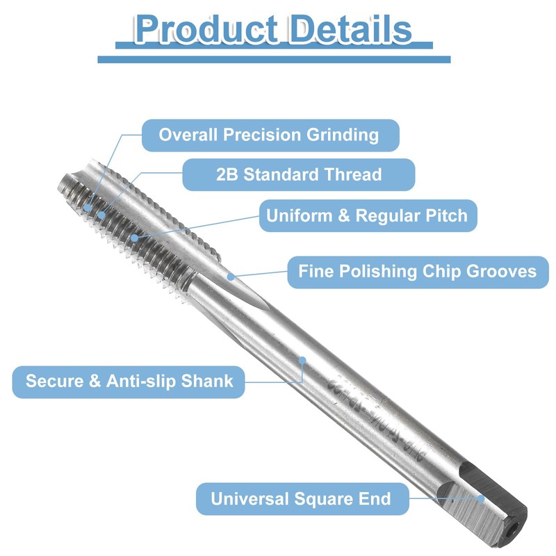 sourcing map 2pcs Straight Flute Thread Tap, 5/16-24 UNF Screw