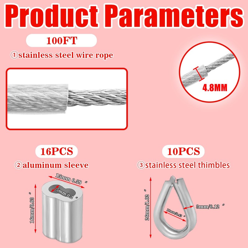 Vinyl Coated Galvanized Steel Wire Rope 3/16" PVC Covered