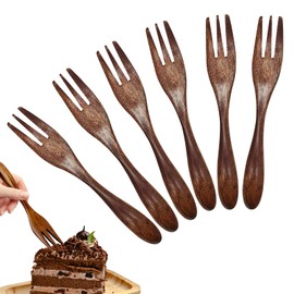 Hölzerne Gabeln, 6 PCS Drei Zahnkuchen Gabeln Dessert Gabeln für Küchenbüro Camping