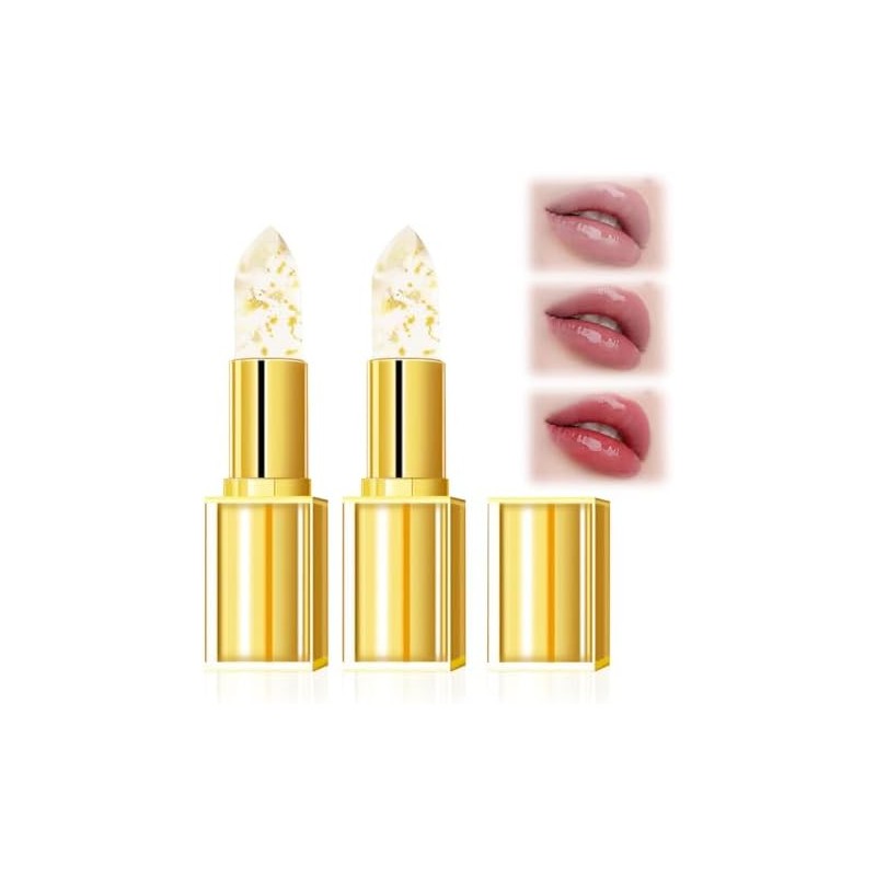 Bymolia Color Changing Lipstick, Transparente Transferproof Gold Crystal Color Changing