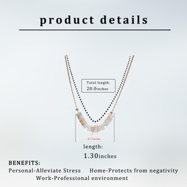 JBAERD Colorful Natural Stone Necklace, Adjustable Healing Birthstone Beaded Pendant Necklace Delicate Crystals 7 Chakra Energy Charm Chain Jewelry Gifts for Women - with Gift Box, Stone, Quartz