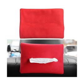 Adunsiaoto Sun Visor Car Tissue Box, PU Leather Car Tissue Box, Sun Visor Napkin Clip Hanging Box, Car Visor Tissue Holder, for Cars Sun Visor Back Seat Car Accessories (Red)