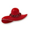 Red Enamel Crystal 'Hat' Brooch In Rhodium Plated Metal