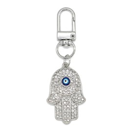 Jasimkiss Evil Eye Keychains Hamsa Hand keychains Protection Charm Car Key Ring Bag Purse Accessories Good Luck Amulet (C Silver)