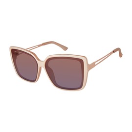 TAHARI Women's TH894 Temple UV400 Protective Cat Eye Square Sunglasses. Elegant Gifts for Her, 62 mm, Metallic Taupe