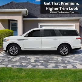 BOGAR TECH DESIGNS Side Window Trim Chrome Delete Overlay Compatible with Lincoln Navigator (L) 2018-2024, Gloss Black