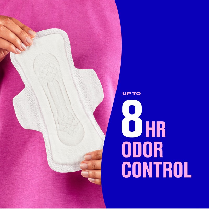 Carefree Maxi Pads for Women, Overnight Pads with Wings, 28ct