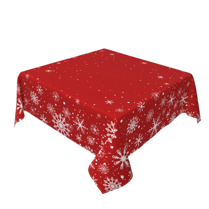 Kawani Merry Christmas Square Tablecloth 54 Inch Winter Red White