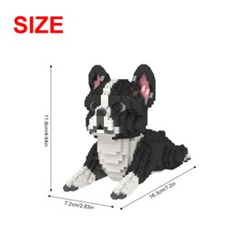 Larcele Micro Dog Building Blocks Mini Pet Building Toy Bricks, 812 Pieces KLJM-02(Boston Terrier)