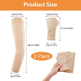 Compression Arm Sleeve with Gauntlet, 15-20 mmHg Graduated Support for Women and Men - Long Arm Sleeve for Comfort and Circulation