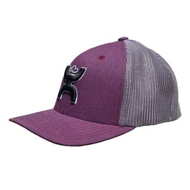 HOOEY Men's Cayman 6-Panel Flexfit Fitted Hat (L/XL, Purple/Grey)
