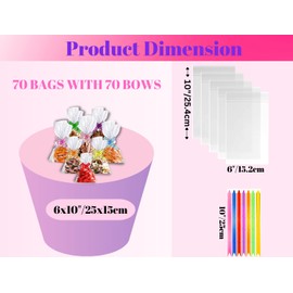 MAARA Cellophane Bags Pack of 70 (6 x 10 Inches) Clear Cellophane Sweet Bags, Food Safe Cookie Bags Cellophane with Pull Bows, Cellophane Gift Bags Wrapping, Packaging
