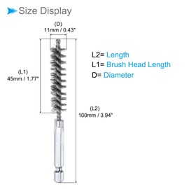 CoCud Bore Brush, 11mm Dia 4 Inch Length, 304 Stainless Steel Cleaning Wire Brushes with 1/4 Inch Hex Shank - (Applications: for Power Drill, Die Grinder), 5-Pieces