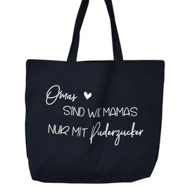 großer Baumwollbeutel - "Omas sind wie Mamas nur mit Puderzucker" | personalisiertes Geschenk der Enkel | Geschenkidee Lieblingsoma Shopper Tasche