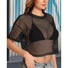 Women's Mesh Top Fishnet T Shirts Sheer Loose Short Sleeve