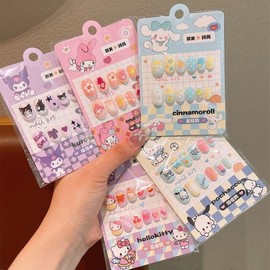 Children's Press-On Gel Nail Tip Set with Nail Art Charms - New Kulomi Kids Nail Art a12 One Size/4 April 4th 50ea